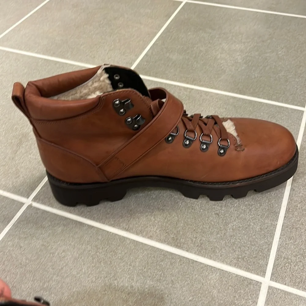 Coach New York Tompkins boots mens G1074 new saddle size 11.5 leather shearling_4